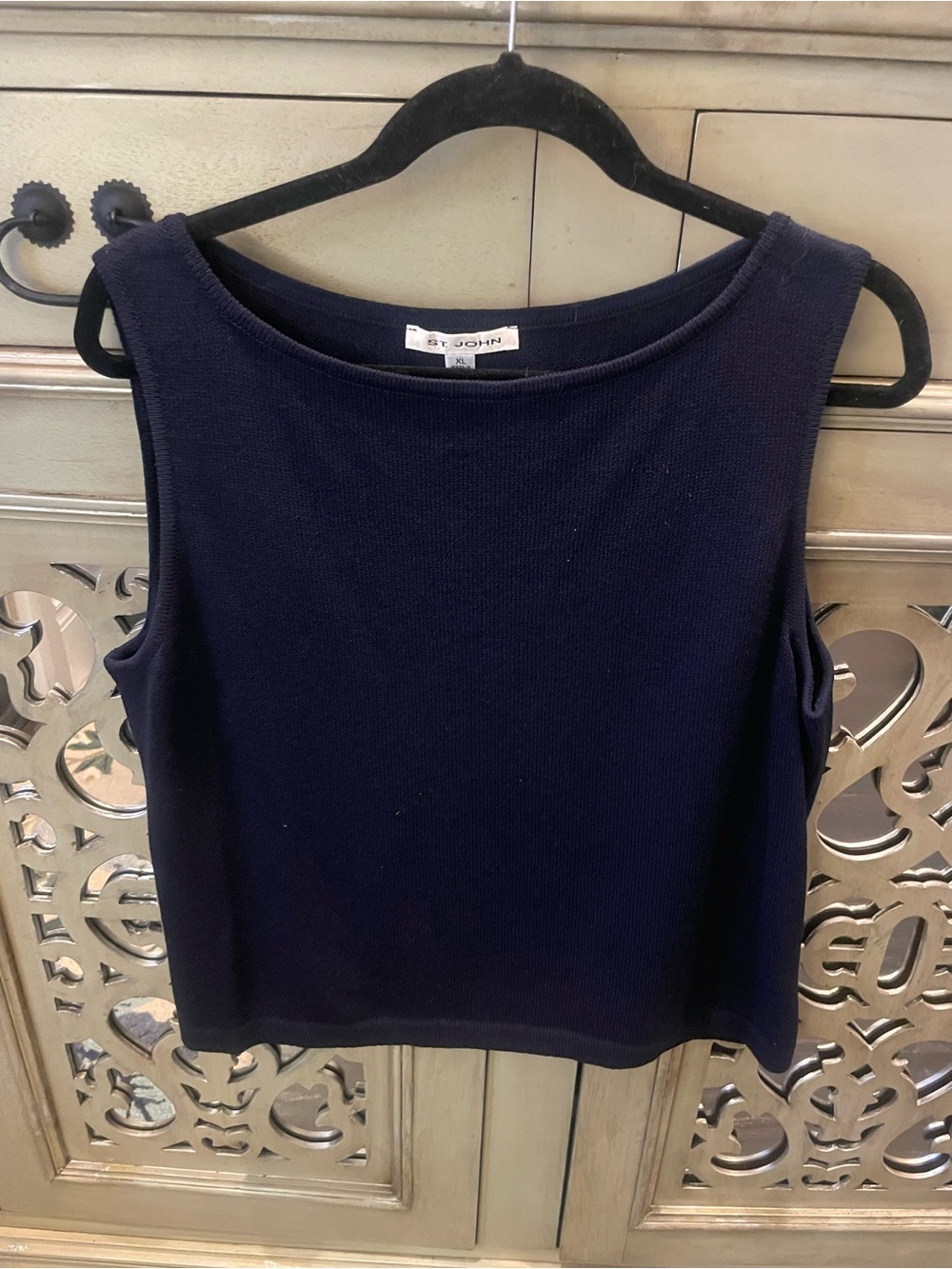 St. John Navy Ribbed Boatneck Tank